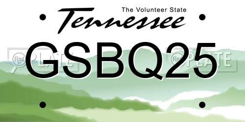 GSBQ25 Tennessee License Plate