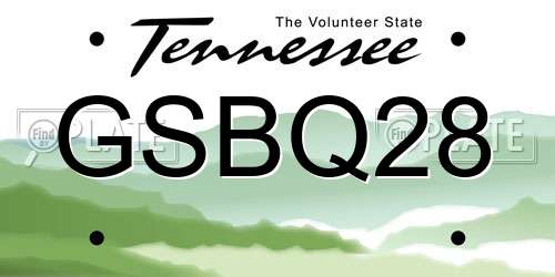 GSBQ28 Tennessee License Plate