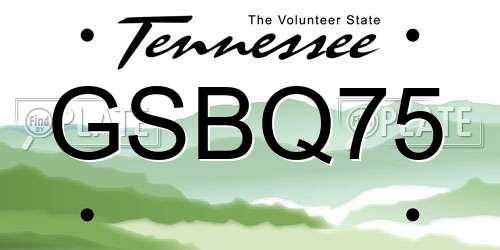 GSBQ75 Tennessee License Plate