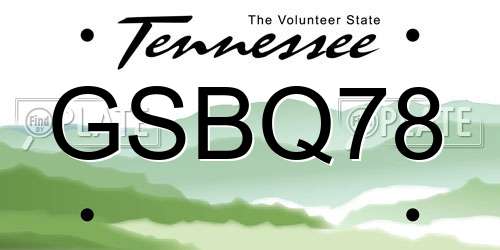 GSBQ78 Tennessee License Plate