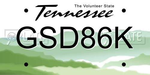 GSD86K Tennessee License Plate