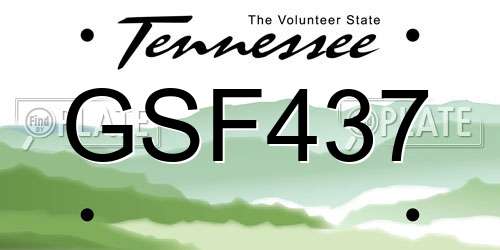 GSF437 Tennessee License Plate