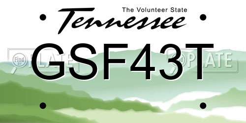 GSF43T Tennessee License Plate