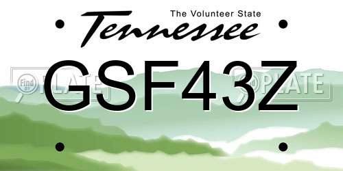 GSF43Z Tennessee License Plate