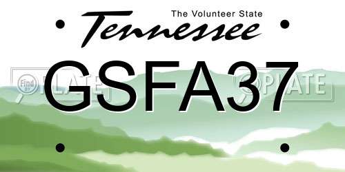 GSFA37 Tennessee License Plate