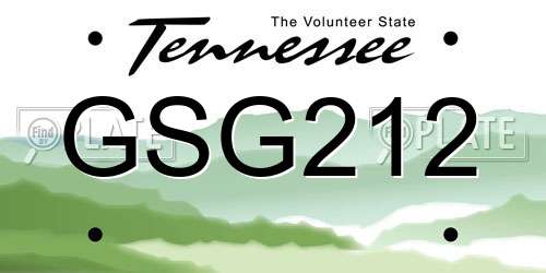 GSG212 Tennessee License Plate