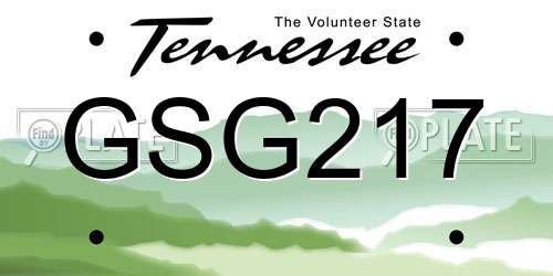 GSG217 Tennessee License Plate