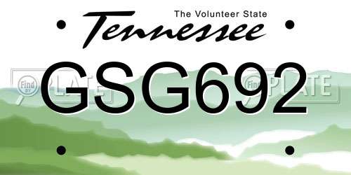 GSG692 Tennessee License Plate
