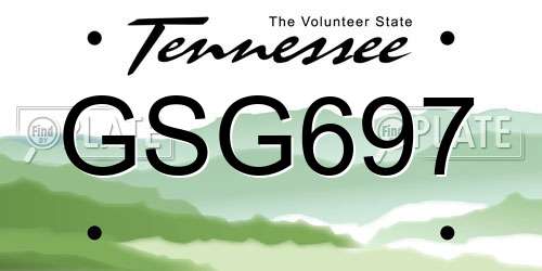GSG697 Tennessee License Plate
