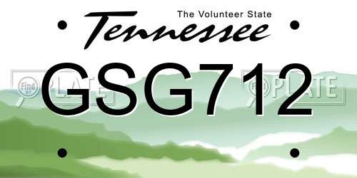 GSG712 Tennessee License Plate