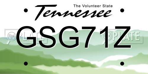 GSG71Z Tennessee License Plate