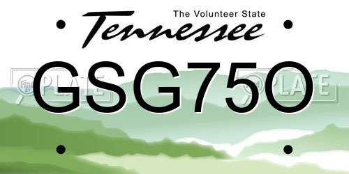 GSG75O Tennessee License Plate