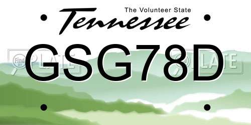 GSG78D Tennessee License Plate