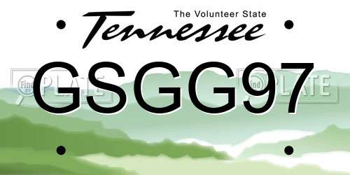 GSGG97 Tennessee License Plate