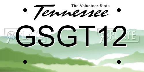 GSGT12 Tennessee License Plate
