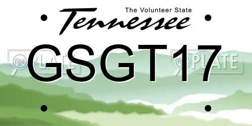 GSGT17 Tennessee License Plate