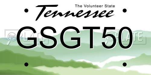 GSGT50 Tennessee License Plate