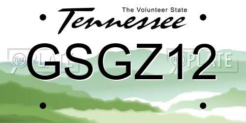 GSGZ12 Tennessee License Plate