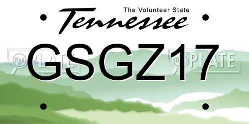 GSGZ17 Tennessee License Plate