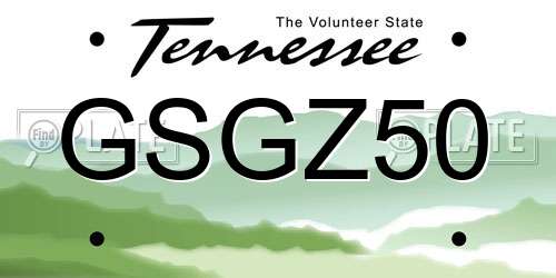 GSGZ50 Tennessee License Plate