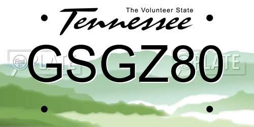 GSGZ80 Tennessee License Plate