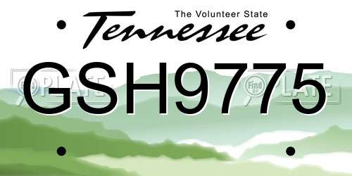 GSH9775 Tennessee License Plate