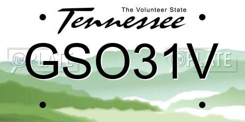 GSO31V Tennessee License Plate