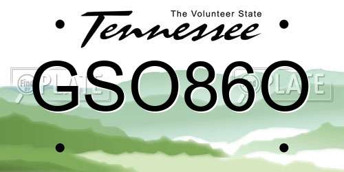 GSO86O Tennessee License Plate
