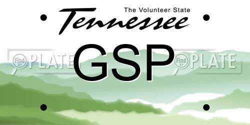 GSP Tennessee License Plate