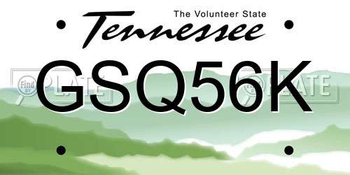 GSQ56K Tennessee License Plate