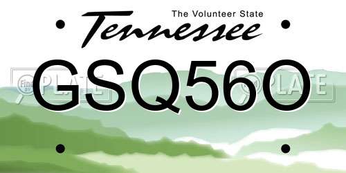 GSQ56O Tennessee License Plate