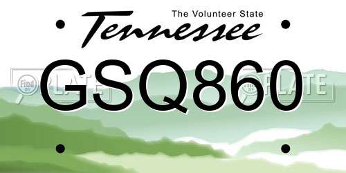 GSQ860 Tennessee License Plate