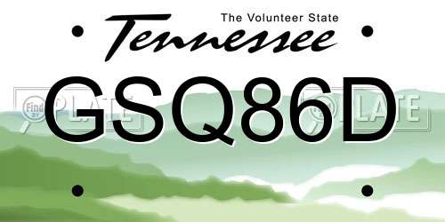 GSQ86D Tennessee License Plate