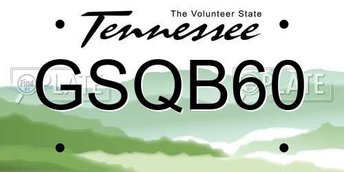 GSQB60 Tennessee License Plate