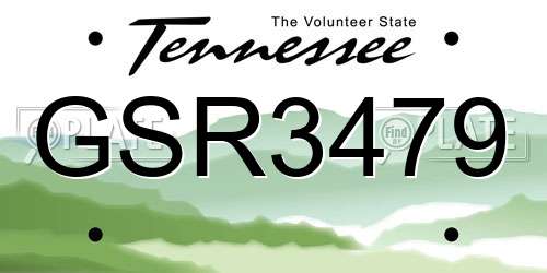 GSR3479 Tennessee License Plate