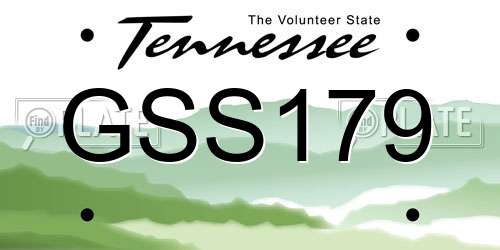 GSS179 Tennessee License Plate