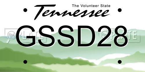 GSSD28 Tennessee License Plate