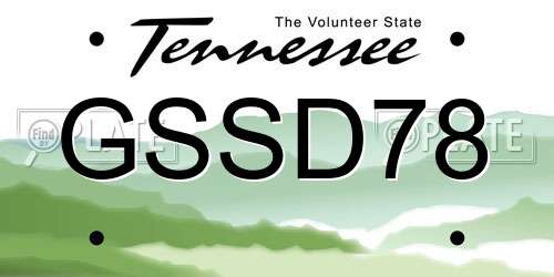 GSSD78 Tennessee License Plate
