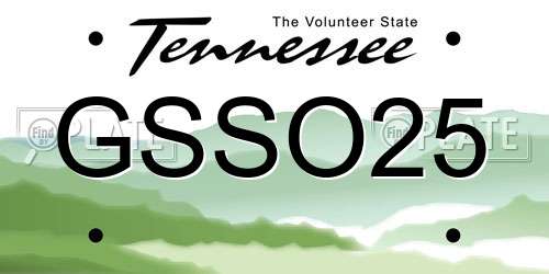 GSSO25 Tennessee License Plate