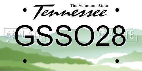 GSSO28 Tennessee License Plate