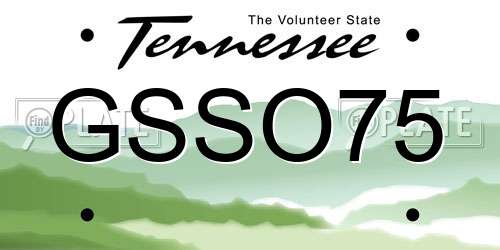 GSSO75 Tennessee License Plate
