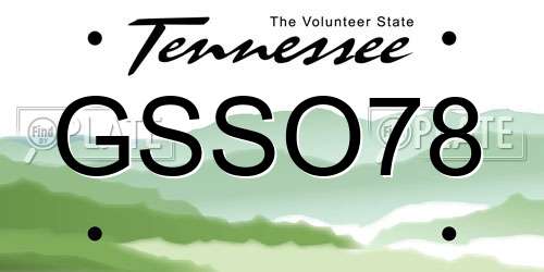 GSSO78 Tennessee License Plate