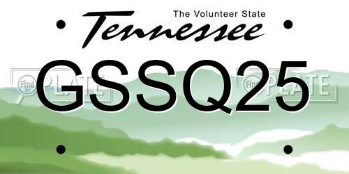GSSQ25 Tennessee License Plate