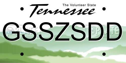 GSSZSDD Tennessee License Plate