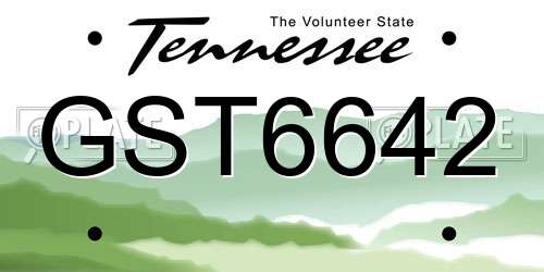 GST6642 Tennessee License Plate