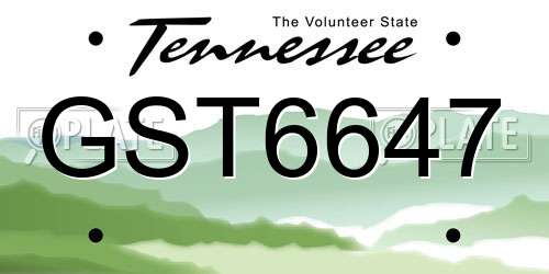 GST6647 Tennessee License Plate