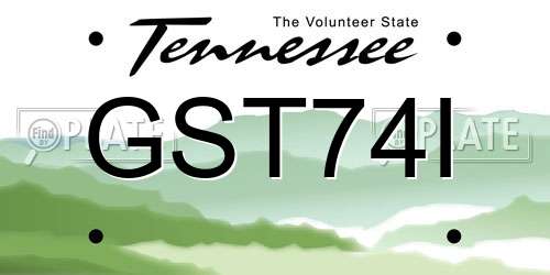GST74I Tennessee License Plate
