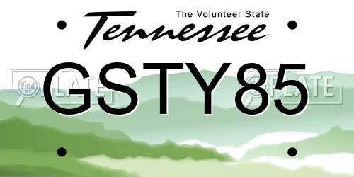 GSTY85 Tennessee License Plate
