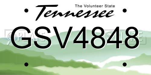 GSV4848 Tennessee License Plate