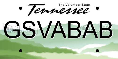 GSVABAB Tennessee License Plate